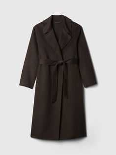 Belted Double-Faced Wool Coat | Gap Fall Wool Coat With Notch Lapel And Belted Cuffs, Fall Wool Coat With Belted Cuffs And Notch Lapel, Robe Coat Outfit, Wool Coat With Belted Cuffs For Business In Fall, Belted Winter Coat, Wool Coat With Self Belt For Fall, Fall Wool Coat With Belted Cuffs And Lapel Collar, Fall Wool Coat With Self Belt For Work, Workwear Outerwear With Lapel Collar And Tie Waist