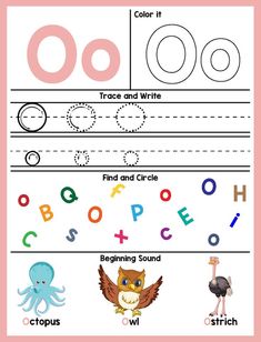 the letter o worksheet for children to learn how to write and draw letters