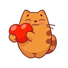 a cat holding a red heart in its paws