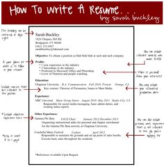 a white paper with red writing on it and the words how to write a resume