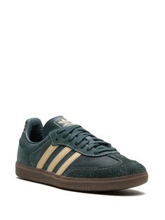 Adidas Samba OG "Mineral Green/Crystal Sand" Sneakers - Farfetch Mineral Green, Sneakers Green, Adidas Samba Og, Round Logo, Chanel 2, Iconic Bags, Green Crystal, Boot Pumps, Flat Boots