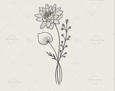 a black and white drawing of a flower on a light gray background with the words, i love you