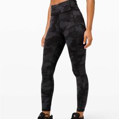 Brand New With Tags Lululemon Invigorate High-Rise Legging 25” In Black Camo. Size 2. Features A Side Pocket. Perfect Condition, Just A Bit Wrinkled From Sitting In My Closet. Lulu Black Camo Leggings Outfit, Camo Legging Outfits, Lulu Camo Leggings Outfit, Lulu Camo Leggings, What To Wear With Camo Leggings, Lululemon Camo Leggings Outfit, Black Camo Leggings Outfit, Lululemon Camo Leggings, Black Camo Pants