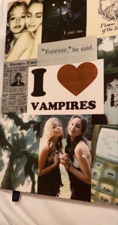 a collage of pictures with the words i love vampire's and images of two women