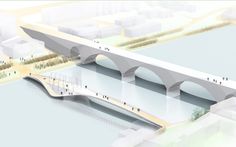 an artist's rendering of a bridge over a body of water