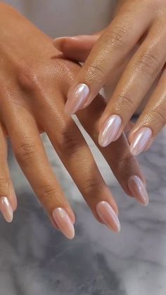 Pearl Almond Nails, Pearl Nails, Nail Ring, Clean Nails, Bridal Nails, Dream Nails, Classy Nails