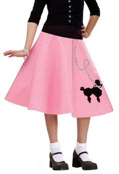 Child's Pink 50's Poodle Skirt - Candy Apple Costumes - Kids' 50's Costumes Poodle Skirt 50s, Girls Poodle Skirt, 1950s Poodle Skirt, Poodle Skirt Costume, 50s Costume, 50s Skirt, Kids Costumes Girls, Black Halloween Dress, Poodle Skirt