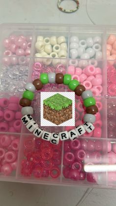 Candy Bead Bracelet Ideas, Kandi Ideas Bracelets, Easy Kandi Patterns, Minecraft Kandi, Minecraft Bracelet, Pony Bead Bracelets Ideas, Kandi Bracelets Ideas, Kandi Jewelry, Kandi Perler