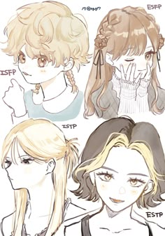 four girls with different hair styles