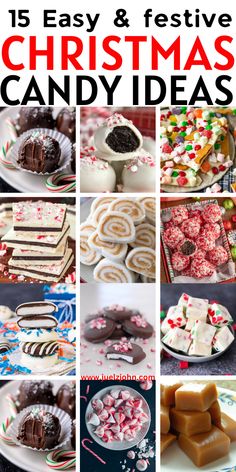 christmas candy and desserts collage with text overlay