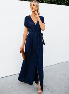 Navy Blue Maxi Dress, Sleeve Silhouette, Fitted Maxi Dress, Outfits Dress, Blue Maxi Dress, Loose Maxi Dress, Wedding Guest Outfit Summer, Blue Maxi, Straight Dress