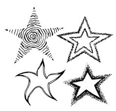 three stars are shown in black and white