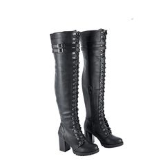 #ad Top Rated Womens Leather Combat Boots Lace Up Knee High Motorcycle Riding 6-11, Fashion women's Shoes Laced Boots, Women's Over The Knee Boots, Leather Motorcycle Boots, High Boots Outfit, Women's Motorcycle Boots, Black Motorcycle, Motorcycle Leather, Motorcycle Outfit, Buckle Boots