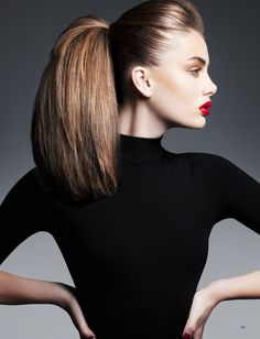 Chic Ponytail, Sleek Makeup, Black Tie Event, Red Lipstick, Great Hair, Ponytail Hairstyles, Coco Chanel