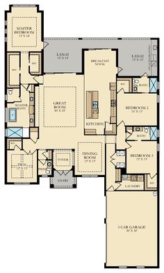 the floor plan for a two story home with an attached garage and living room area