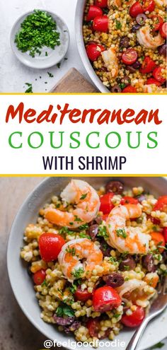 this mediterranean couscous with shrimp is the perfect side dish for any summer dinner