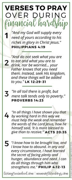 the verse to pray over during financial handshakt is shown in green and white