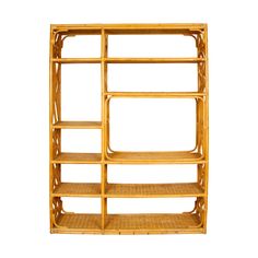 a bamboo shelf with four shelves on each side