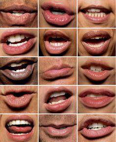 many different pictures of lips with white teeth