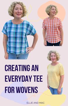 two women standing next to each other with the words creating an everyday tee for women