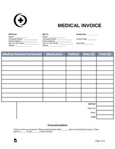 medical invoice form is shown here