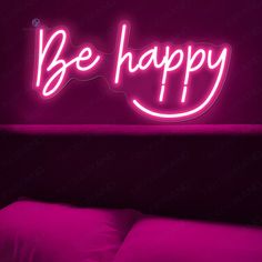 Be Happy Neon Sign Be Happy Light Up Led Sign pink Glow Words Neon Signs, Happy Neon Sign, Living Room Art Wall, Happy Light, Neon Signs Quotes, Board Manifestation, Happy Lights, Board Pictures, Custom Neon Lights