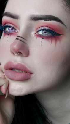 Dark Elf Makeup Looks, Goth Festival Makeup, Tiefling Makeup, Pink Goth Makeup, Alternative Makeup Looks, God Makeup, Astrology Makeup, Sith Makeup, Pagan Makeup