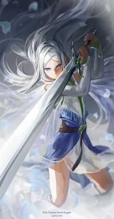 Girl With White Hair, Pixiv Fantasia, 5 Anime, Deviant Art, Anime Warrior, Warrior Girl, I Love Anime, Anime Artwork, The Battle