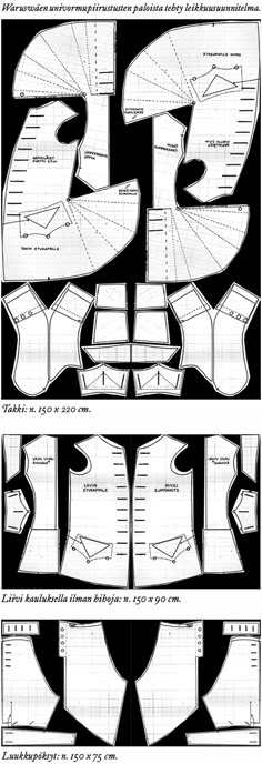 three different views of the design for an origami model, with instructions to make it