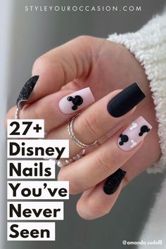 Disney Epcot Nails, Disney Nails Acrylic Almond, Mickey Nails Design, Simple Disney Halloween Nails, Subtle Disney Nails Simple, Simple Disney Nails Short, Nails For Disney, Disney Nails Short, Classy Disney Nails