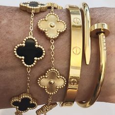 Luxury Bracelet Stack Gold, Van Clef Gold Bracelet, Women’s Bracelets, Engraved Bracelet For Her, Ethiopian Gold Jewelry, Gold Accessories Women, Designer Bracelets Women, Arm Candy Bracelets Classy, Dainty Gold Bracelets