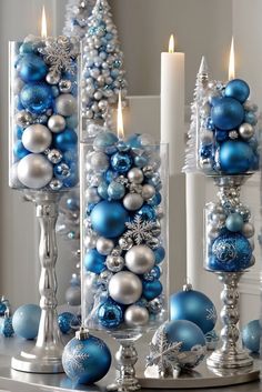 1. #ChristmasDecorations
2. #BlueAndSilverTheme
3. #HolidayInspiration
4. #FestiveHomeDecor Blue And Silver Christmas, Blue Christmas Tree Decorations, 21 Diner, Blue Christmas Decor, Silver Christmas Decorations, Christmas Candle Decorations, Creative Christmas Trees, Blue Christmas Tree, Silver Christmas Tree