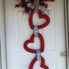 a door decorated with red and white hearts