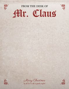 an old fashioned christmas card with the words from the desk of mr claus on it