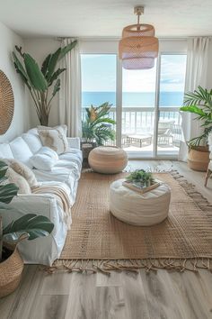 a living room filled with lots of furniture and plants