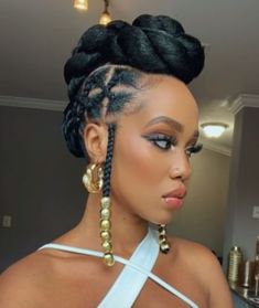 Hairstyles For African Women, Blue And Black Braids, Gemini Hair, Classy Looks, Stylish Naija, Natural Hair Stylists, Beautiful Black Hair