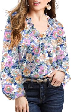 User Review: 4.5 (‚òÖ‚òÖ‚òÖ‚òÖ‚òÜ) by 50 Users ||  Features: Elegant Boho Shirt for Women, Sexy Casual V Neck Blouse, Relaxed Fit, Blouses for Women Fashion 2024, Womens Tops and Blouses, Long Sleeves with Elastic Cuffs, Cute Tops for Women , Alicia Flowy Print, Front Smocked, Business Dressy Work Tops for Women. Dokotoo womens tops are made of skin-friendly and comfy material, simple but chic, allows you come with a various look from comfy to ch #AD #Fashion Fall Outfits For Women, Tops Fall Outfits, Ad Fashion, Boho Shirt, Puff Long Sleeves, Boho Shirts, Fashion 2024, Outfits For Women, Work Tops