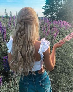 Hairstyles For Long Hair Easy, Braided Hairstyles For School, Peinados Fáciles Para Cabello Corto, Long Blonde, Long Blonde Hair, Everyday Hairstyles, Hairstyles Ideas, Face Hair, Homecoming Hairstyles