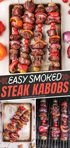 easy kebab recipes, smoked cooking Smoked Steak, Easy Smoker Recipes, Smoked Vegetables, Steak Kebabs, Portabella Mushrooms, Grilling Kabobs, Kebab Recipe