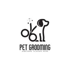 a black and white logo for a pet grooming business