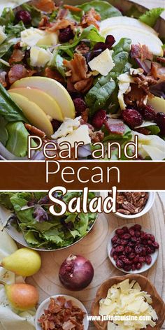 pear and pecan salad with apples, cranberries, walnuts