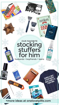 the cover of our favorite stocking stuff for him, including t - shirts and other items