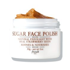 Fresh Sugar Face Polish Exfoliator 1 oz / 30 g New Lipliner Brown, Brown Skincare, Fresh Sugar Face Polish, Sugar Cosmetics, Strawberry Seeds, Plum Seed, Exfoliating Face Wash, Fresh Skincare, Toffee Sauce