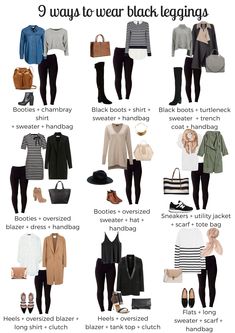 Ways To Wear Black Leggings, Types Of Clothes, Shapewear Leggings, Black Leggings Outfit, Mode Tips, How To Wear Leggings, Fashion Capsule Wardrobe, Clothes And Shoes