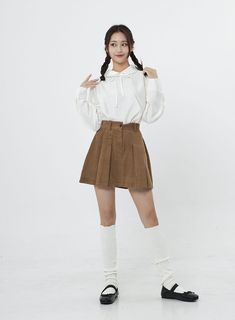 High Waist Pleated Mini Skirt BO12 - Lewkin High Waist Skirt For School In Fall, Winter Cotton School Skirt, Winter School Cotton Skirt, Fall School Skort, Preppy School Skirt For Fall, Preppy Skirt For School In Fall, Fall Mini Skirt For School, Preppy Fall School Skirt, High Waist Cotton Pleated Skirt For School