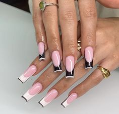 Cool Nail Inspo Coffin, Unique Nail Designs Classy, Deep French Nails, Vest Jeans, Sassy Nails, French Tip Acrylic Nails, Work Nails, Glow Nails, Dope Nail Designs