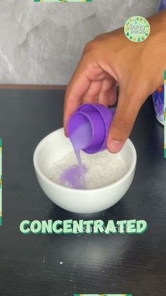 a person pouring sugar into a bowl with the words concentrate on it and an advertisement for concentrated