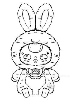 a drawing of a stuffed animal wearing a bunny costume