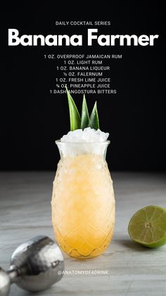 the banana farmer cocktail is ready to be served