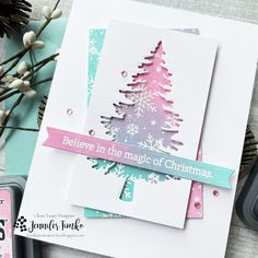 a christmas card made with stampin's believe in the magic of christmas stamps